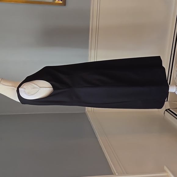 NEW EILEEN FISHER ASYMETRIC NECK VISCOSE STRETCH SHEATH DRESS - Picture 4 of 8